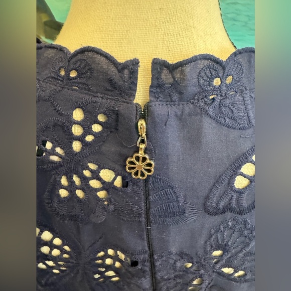 Kate Spade Butterfly Eyelit Dress Navy Size L - Picture 6 of 10